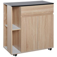 KÜCHENWAGEN, Kücheninsel mit Schublade und Schrank, Schwarz Eiche - Multicolor, Metall (78/88.5/39.5cm) - FORIOUS