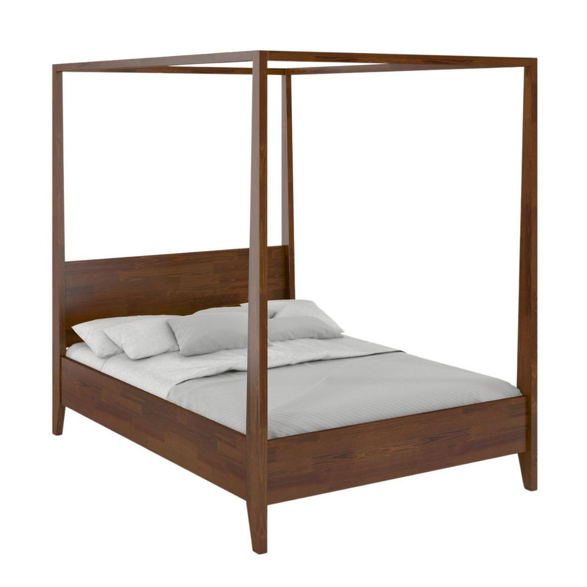 HIMMELBETT Canopy 140/200 in Nussbaumfarbe - Walnussfarben, Holz/Buchenholz (140/200cm) - Visby