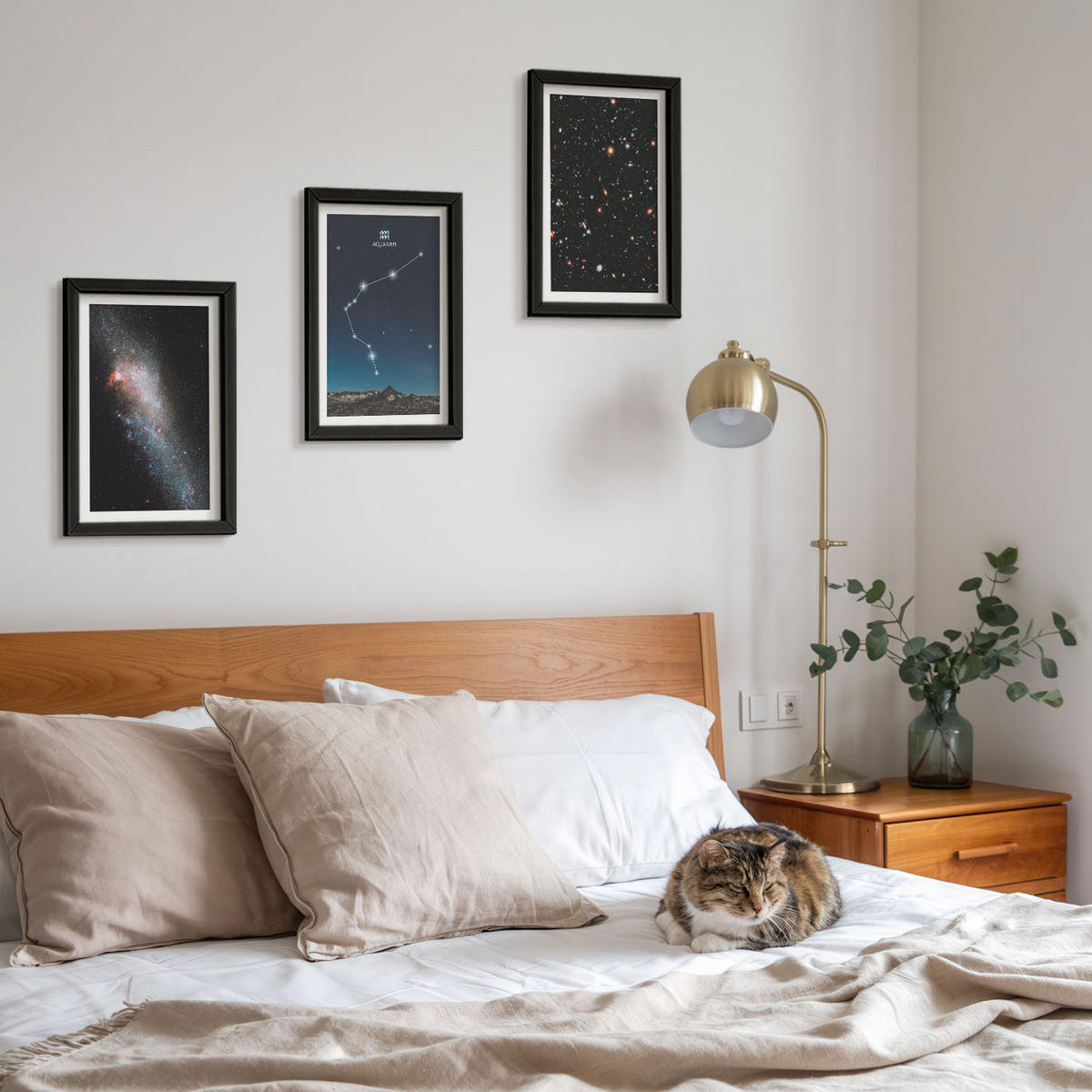 WANDBILDER 3er-Set - 20x30 cm Schwarzer Rahmen - Galaxienraum Wassermann - Schwarz, Kunststoff (20/30cm) - ArtPrintCave