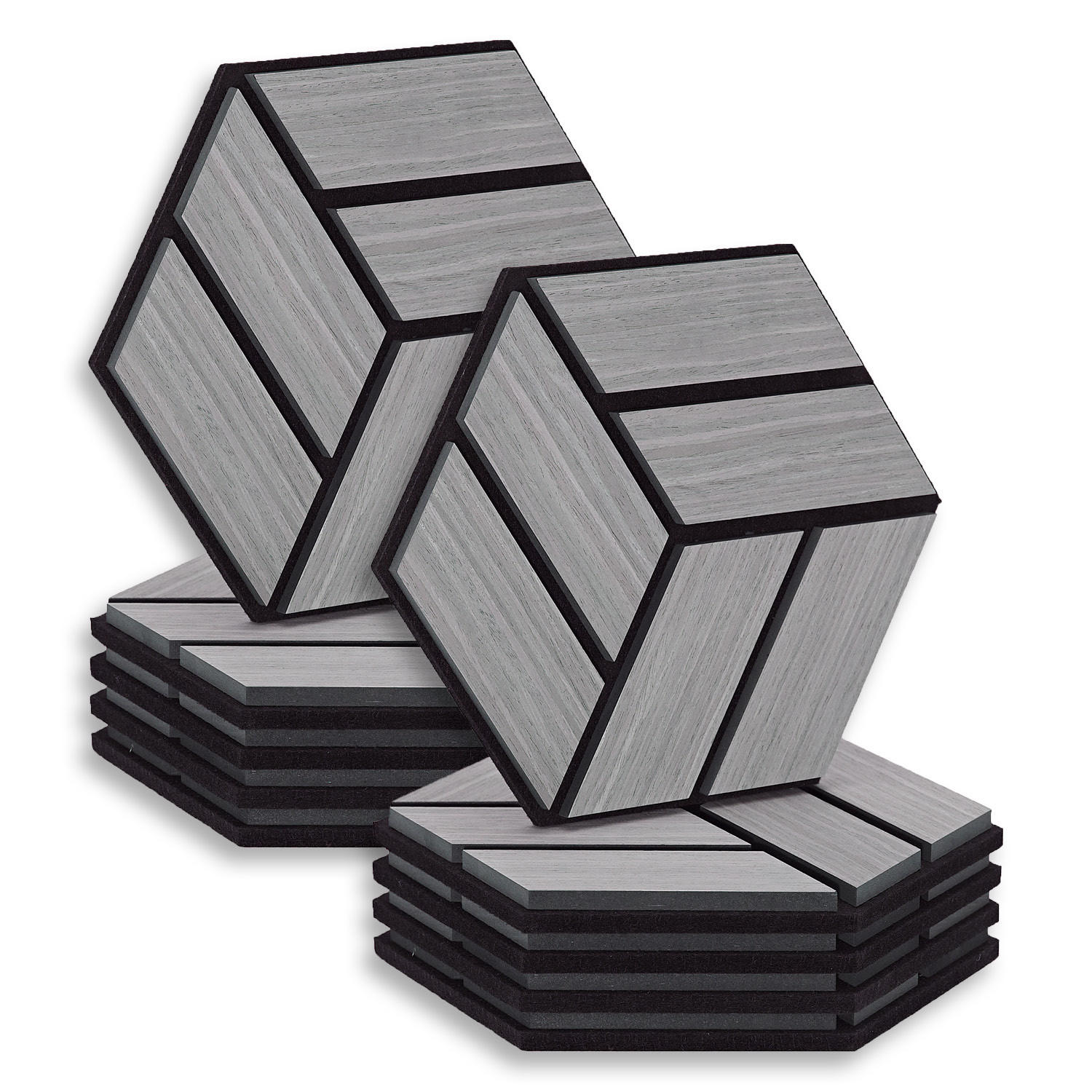 AKUSTIKPANEEL Hexagon Grau 10 Stück - Grau, Holz (30/26/2cm) - Homestyle4u