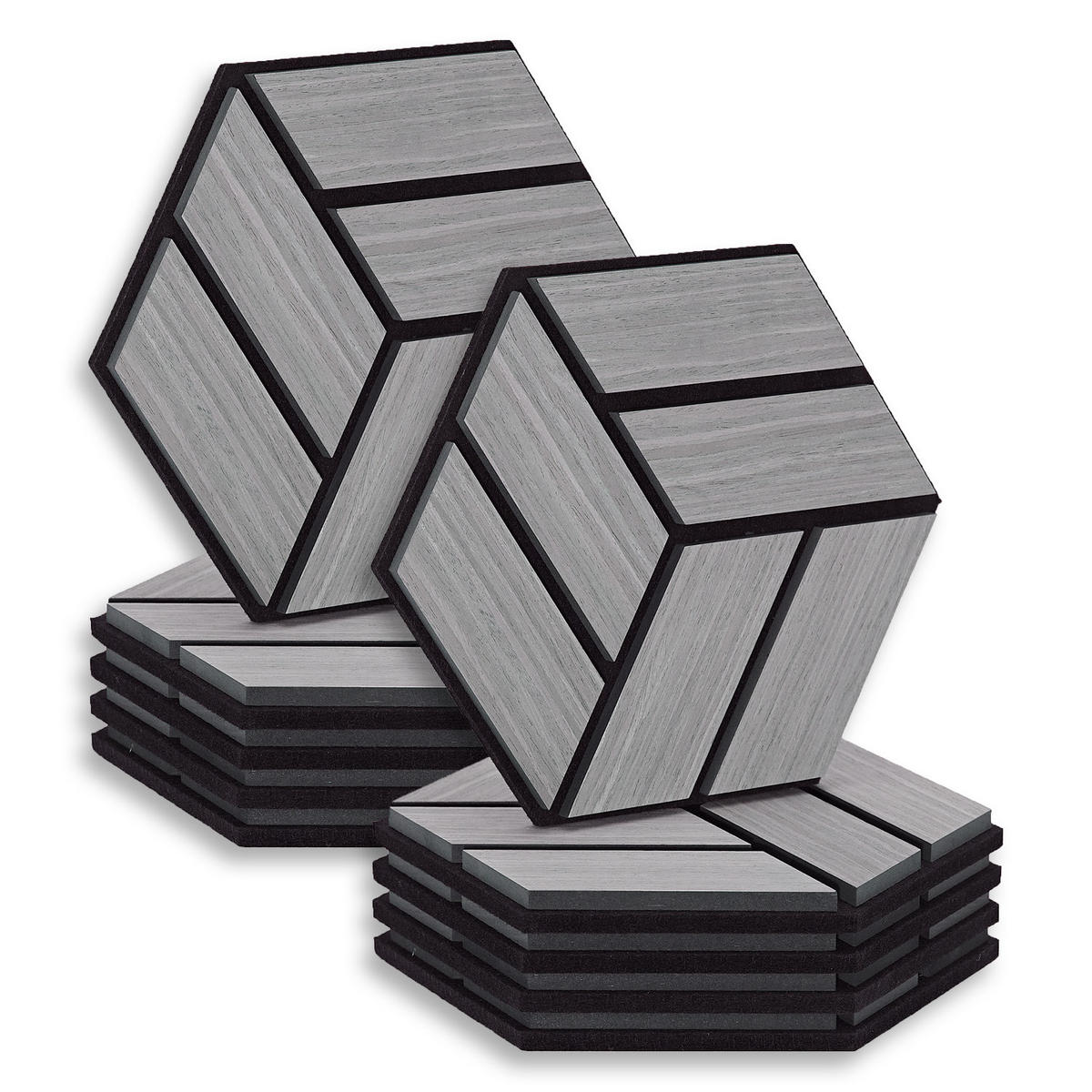 AKUSTIKPANEEL Hexagon Grau 10 Stück - Grau, Holz (30/26/2cm) - Homestyle4u