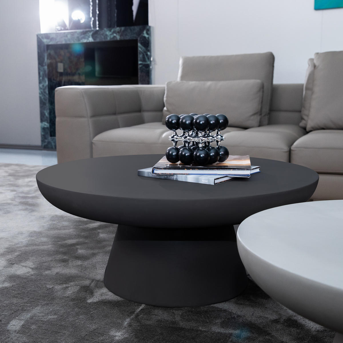 COUCHTISCH KYLIX Klein Betonoptik 66 x 66 x 35 cm - Schwarz, Naturmaterialien (66/66/35cm) - Elementi