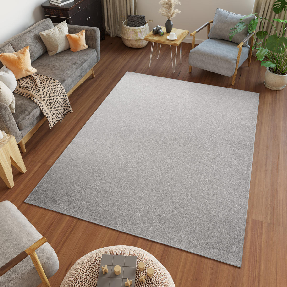 TEPPICH Mono Hellgrau 300/400 cm - Hellgrau, Kunststoff (300/400cm) - Tapiso