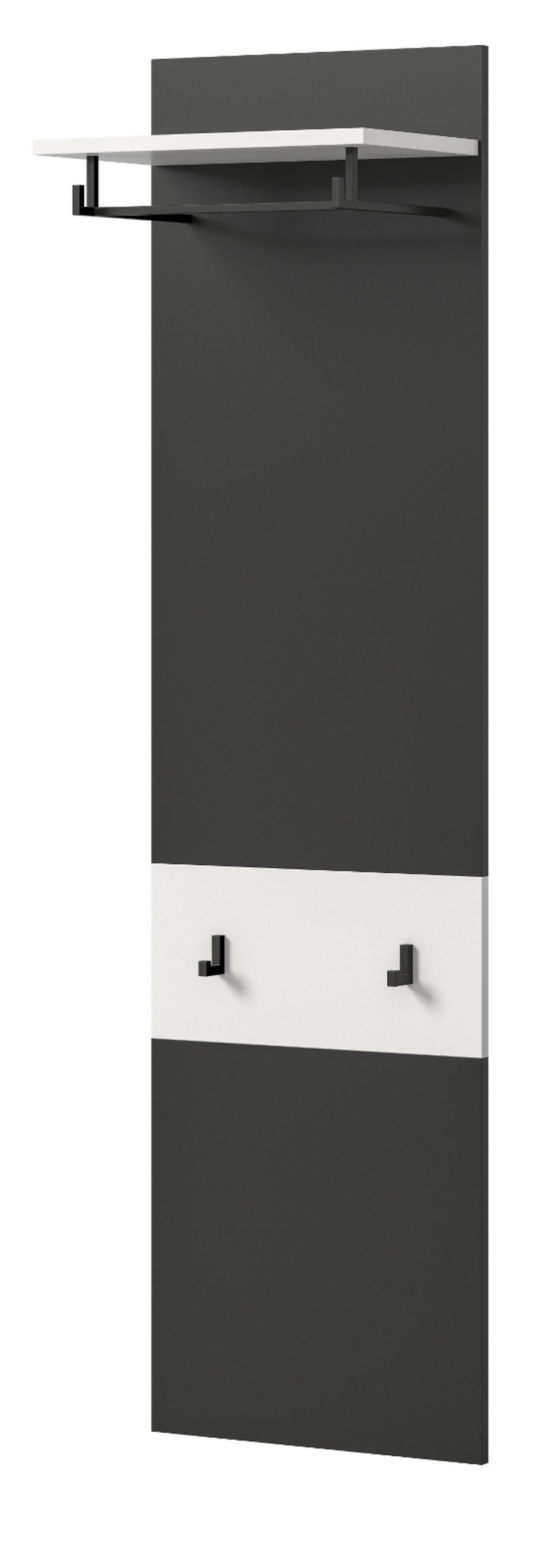 GARDEROBENPANEEL in grau, weiß, Wandgarderobe 45 x 165 cm, Cooper - Weiß/Grau, Holzwerkstoff/Metall (45/165/29cm) - Inn.Furn