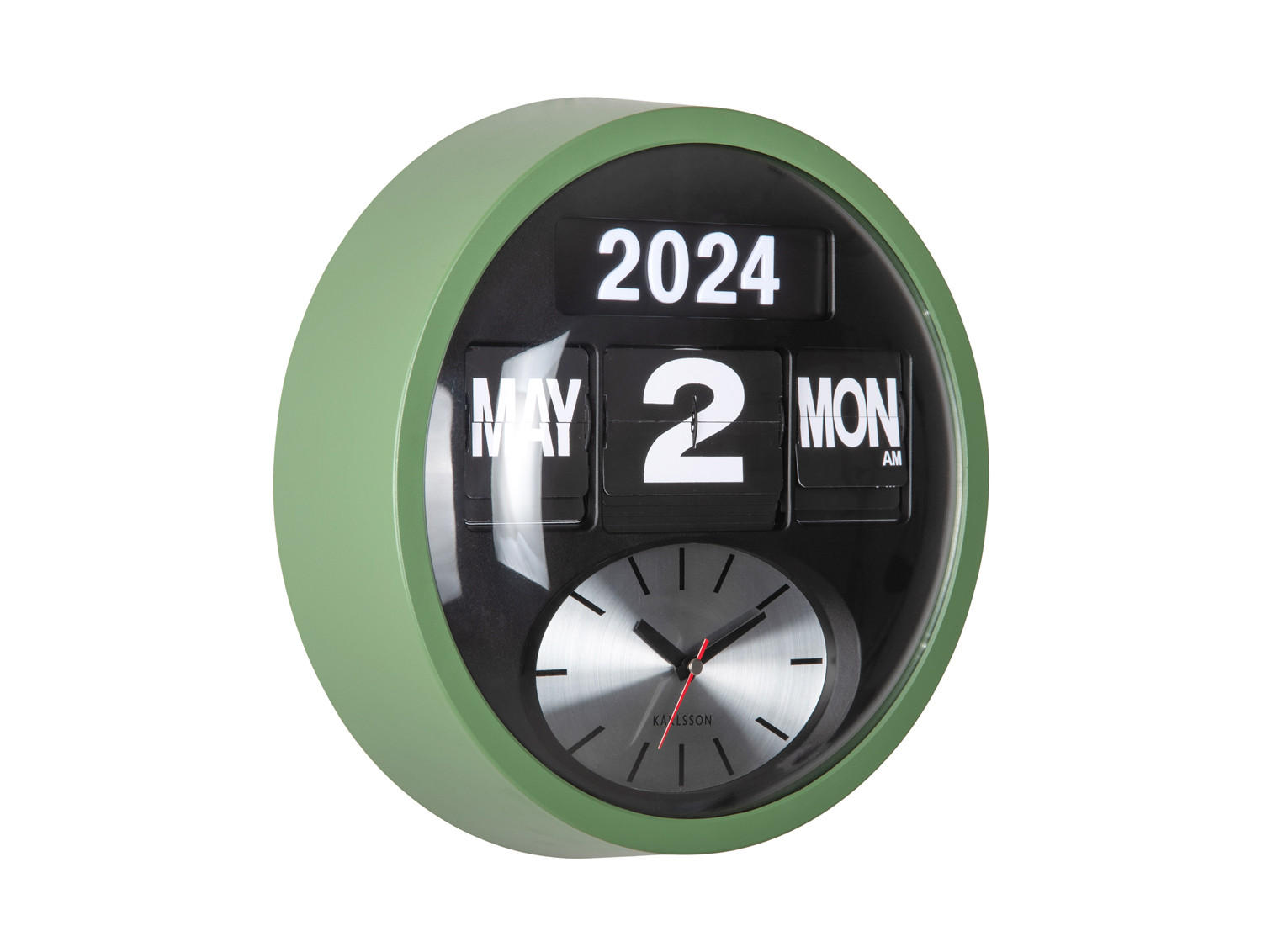 WANDUHR Flip Ø32,6 cm - Grün, Kunststoff (32/11/32cm) - Karlsson