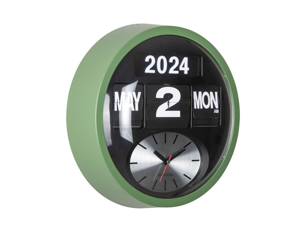 WANDUHR Flip Ø32,6 cm - Grün, Kunststoff (32/11/32cm) - Karlsson