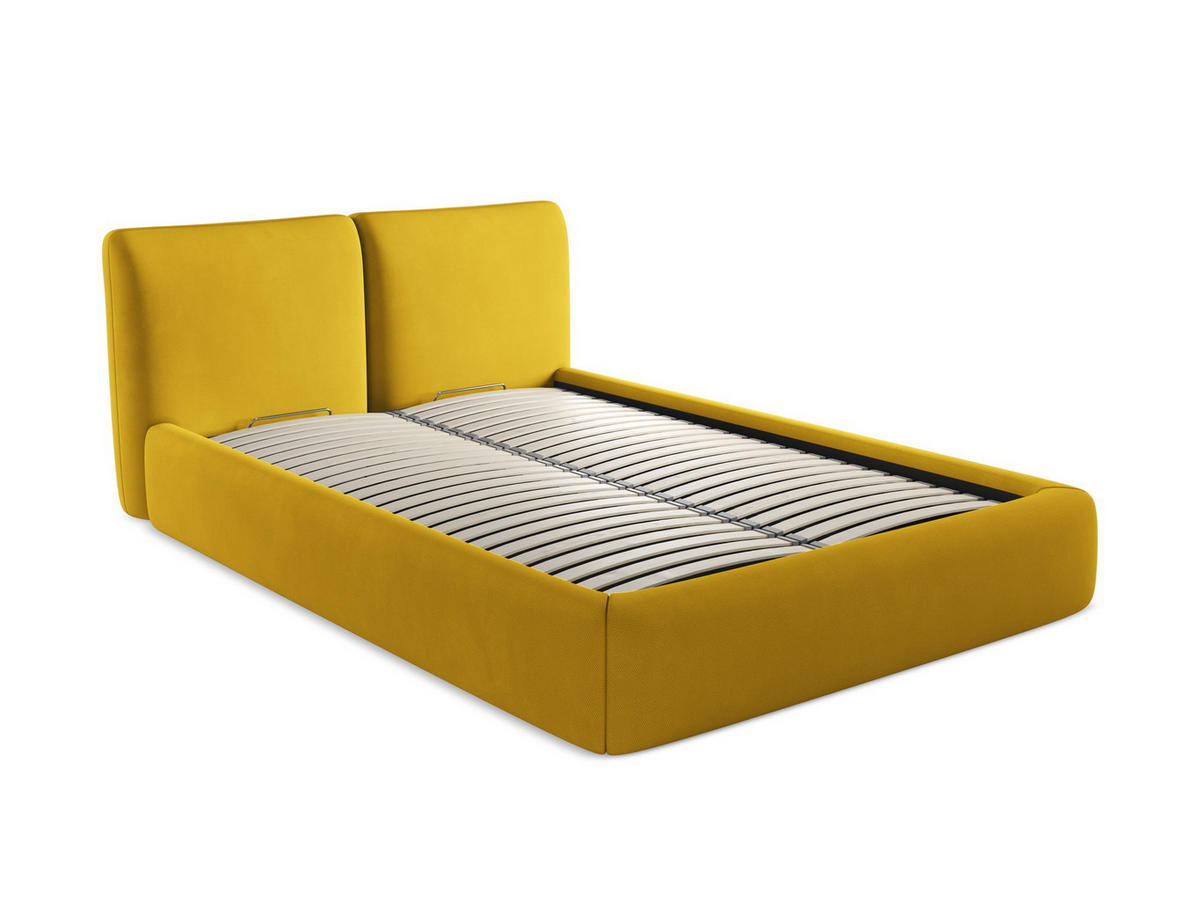 POLSTERBETT mit Bettkasten und Lattenrost 200x228 Gelb - Currygelb/Gelb, Kunststoff/Textil (180/200cm) - Makamii
