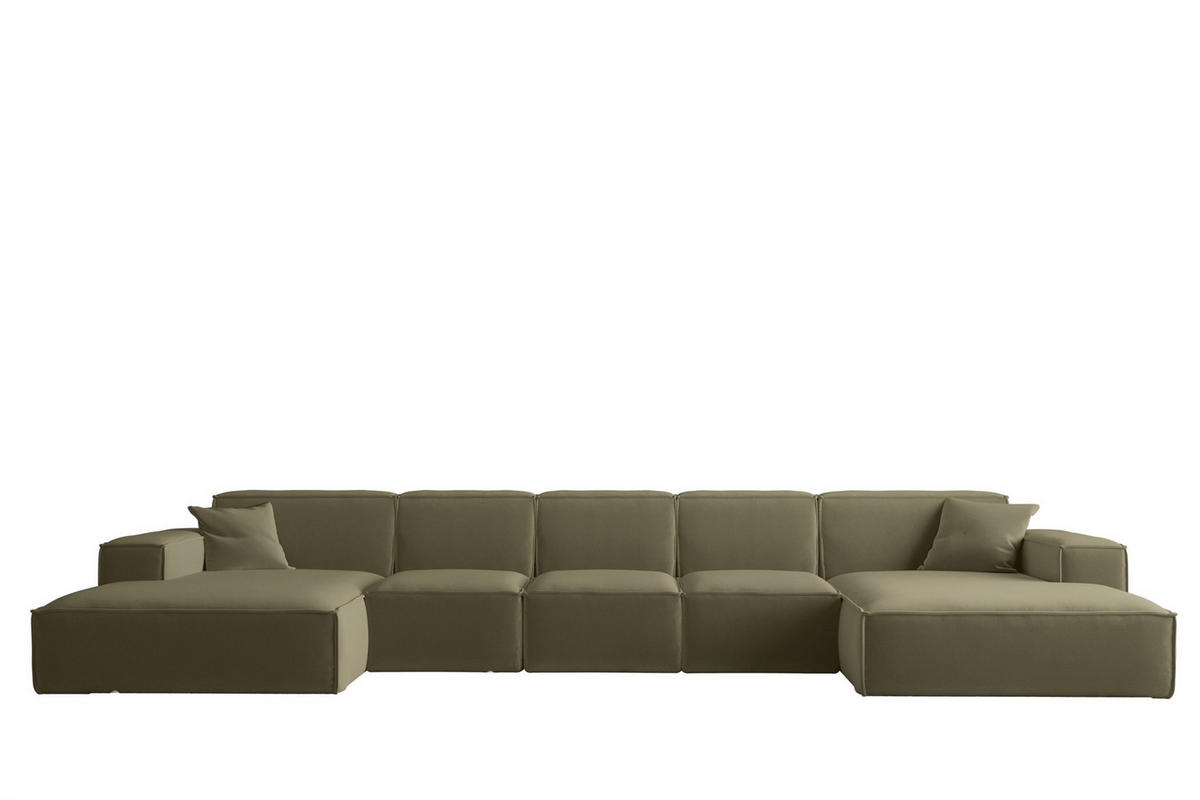 WOHNLANDSCHAFT Celes Premium Xl Opera - Olivgrün, Holzwerkstoff/Textil (462/73/165cm) - Fun Möbel
