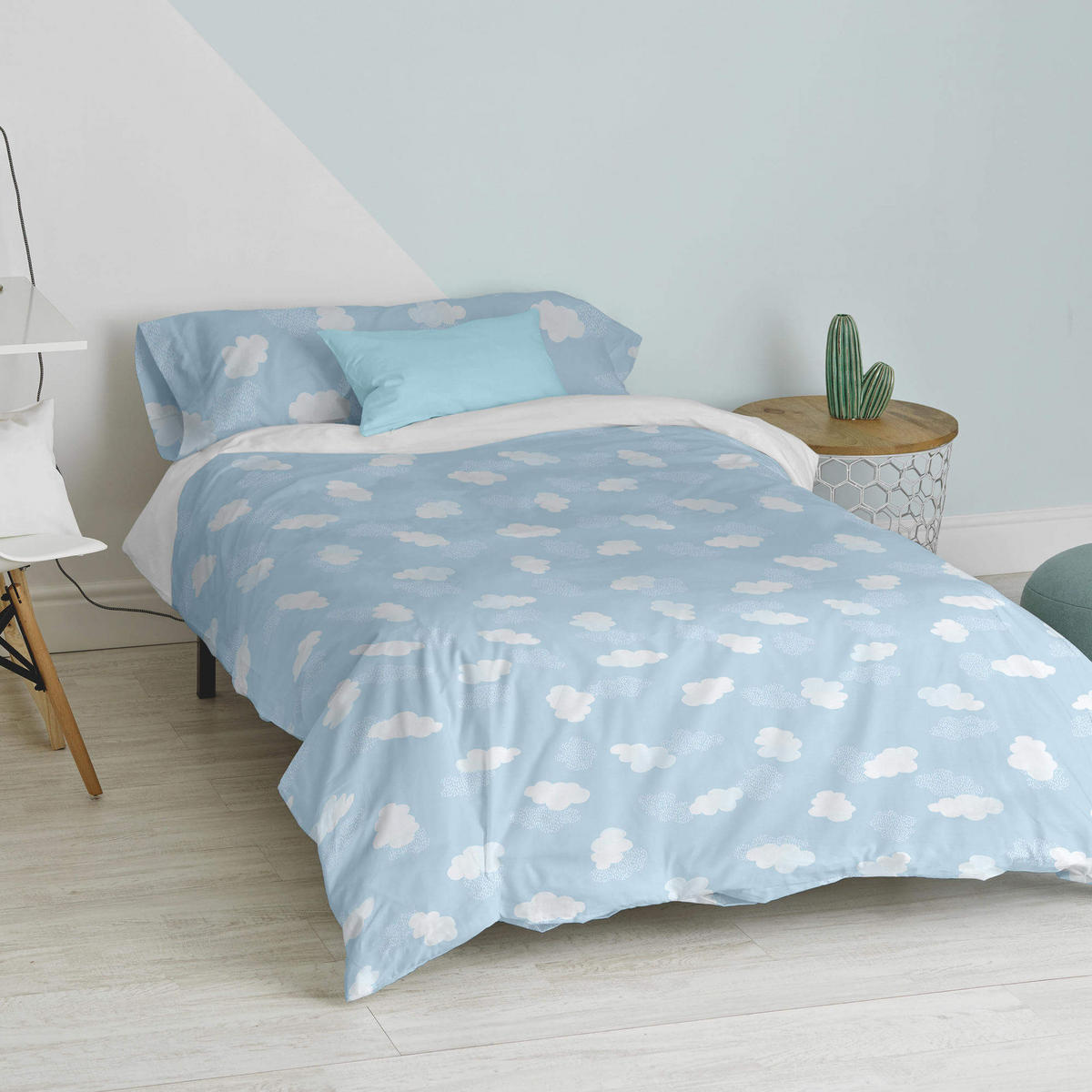 BETTBEZUG 2er-Set teiliges clouds 155x220 cm (komfortgrösse) blau - Blau, Textil (155/220cm) - Happy Friday