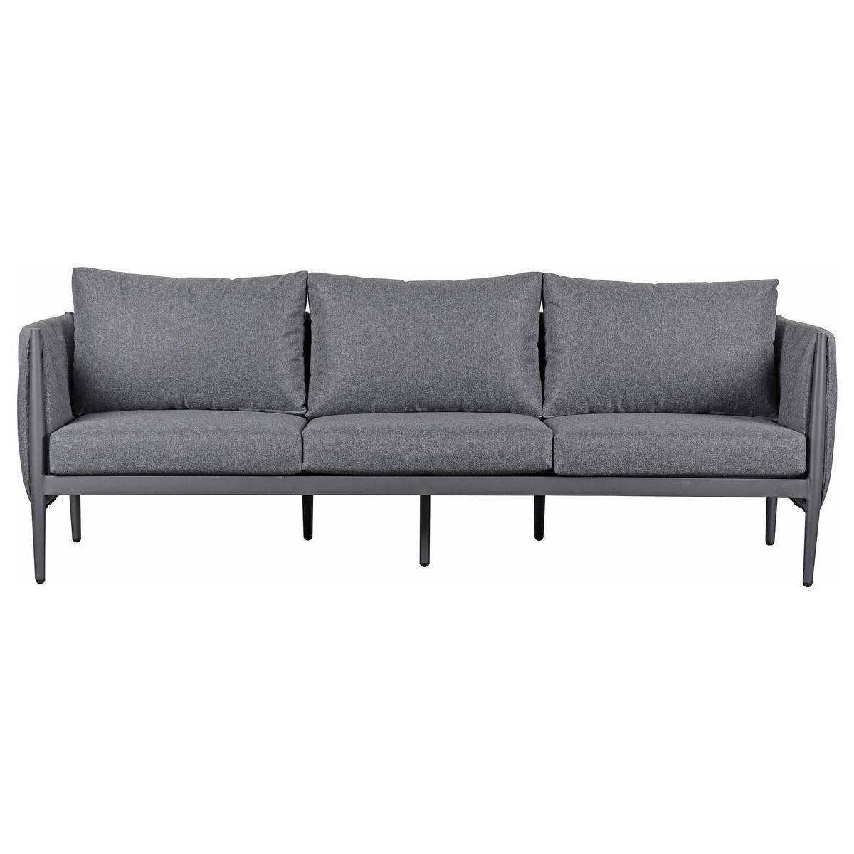 LOUNGESET - 4-teilig - Stahl / Polyester - Dunkelgrau - Dunkelbraun, Textil/Metall - home24