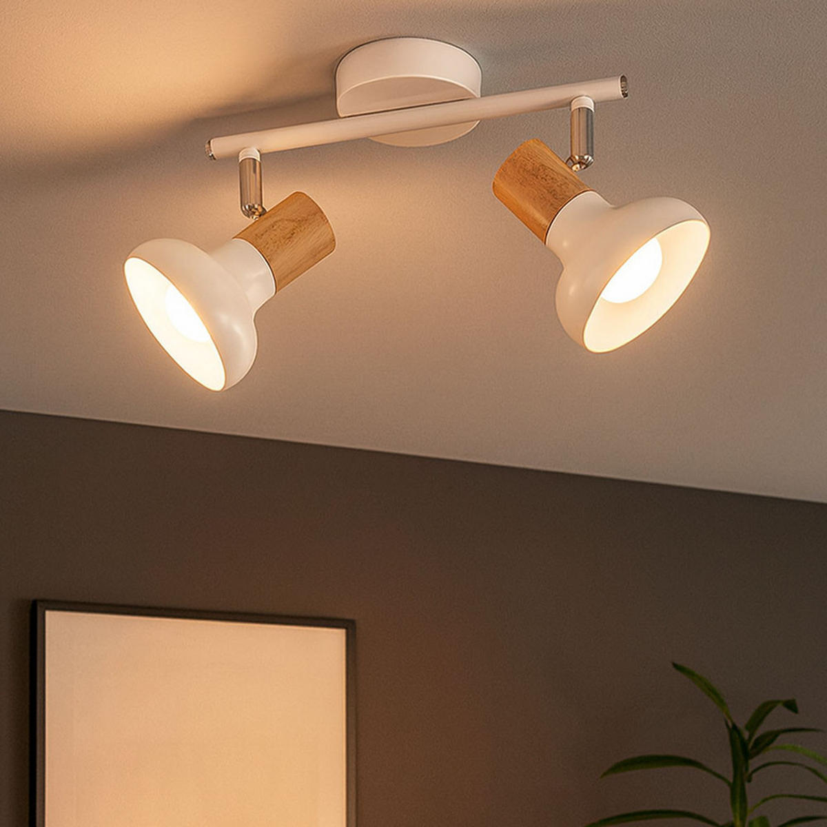 LED DECKENLEUCHTE Holzoptik Weiß 2-Flammig - Weiß, Metall (35.5/13/16cm) - Wofi