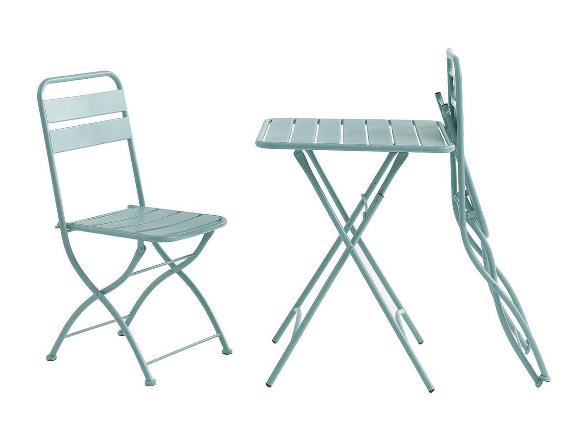 GARTENESSGRUPPE im Set - 2 -Sitzer - Stahl - mandelgrün - MIRMANDE - Grün, Metall - Vente-Unique