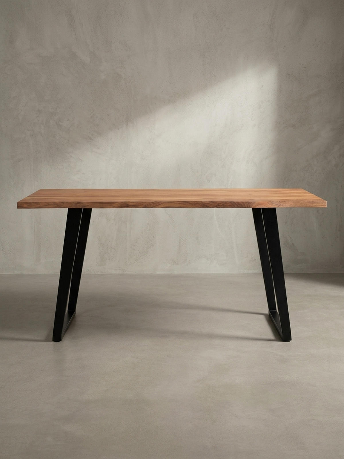 SCHREIBTISCH Massivholz Baumkante U-Gestell Handarbeit ATOLL, Goldbraun-Schwarz 180x90x76 cm - Schwarz/Braun, Holz/Metall (90/180/76cm) - KADIMA DESIGN