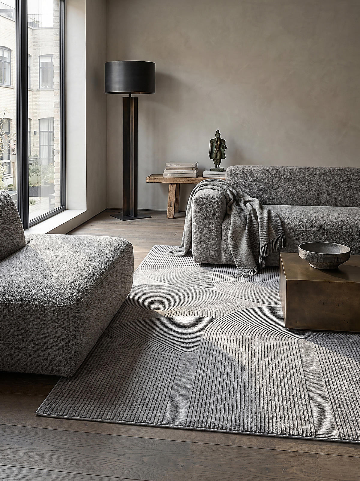 TEPPICH Kurzflor KASOS Waschbar Geometrisch Polyester Grau 160 x 230 cm - Grau, Textil (160/230cm) - KADIMA DESIGN