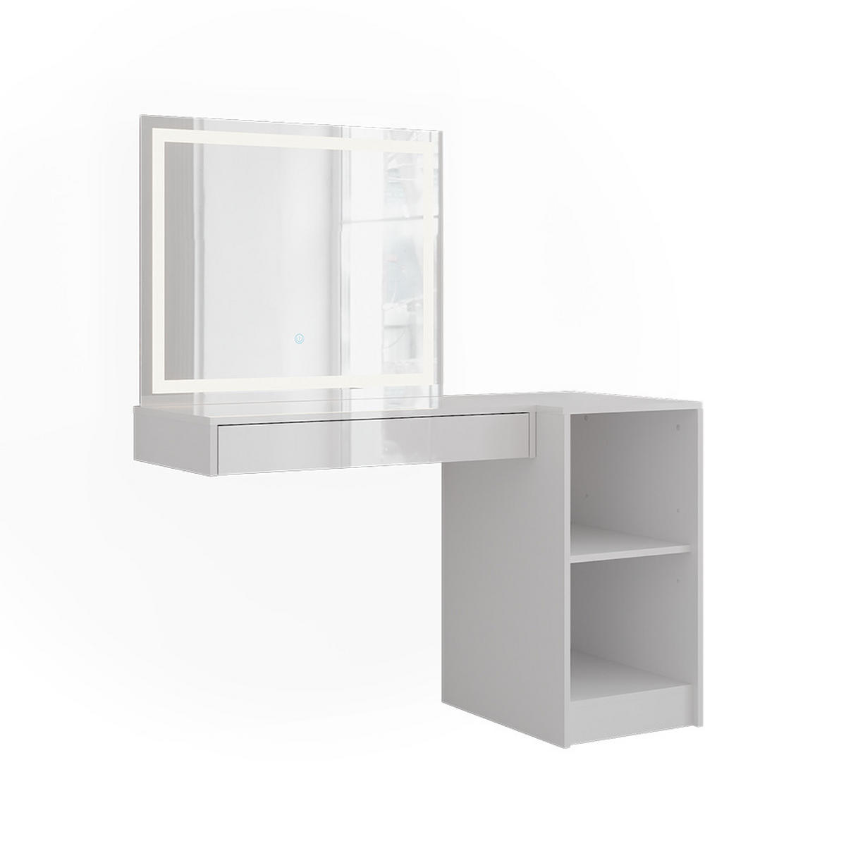 SCHMINKTISCH Sherry Weiß/Weiß Hochglanz 120 cm 3 Teile - Weiß Hochglanz, Holzwerkstoff (120/76/50.1cm) - Vicco