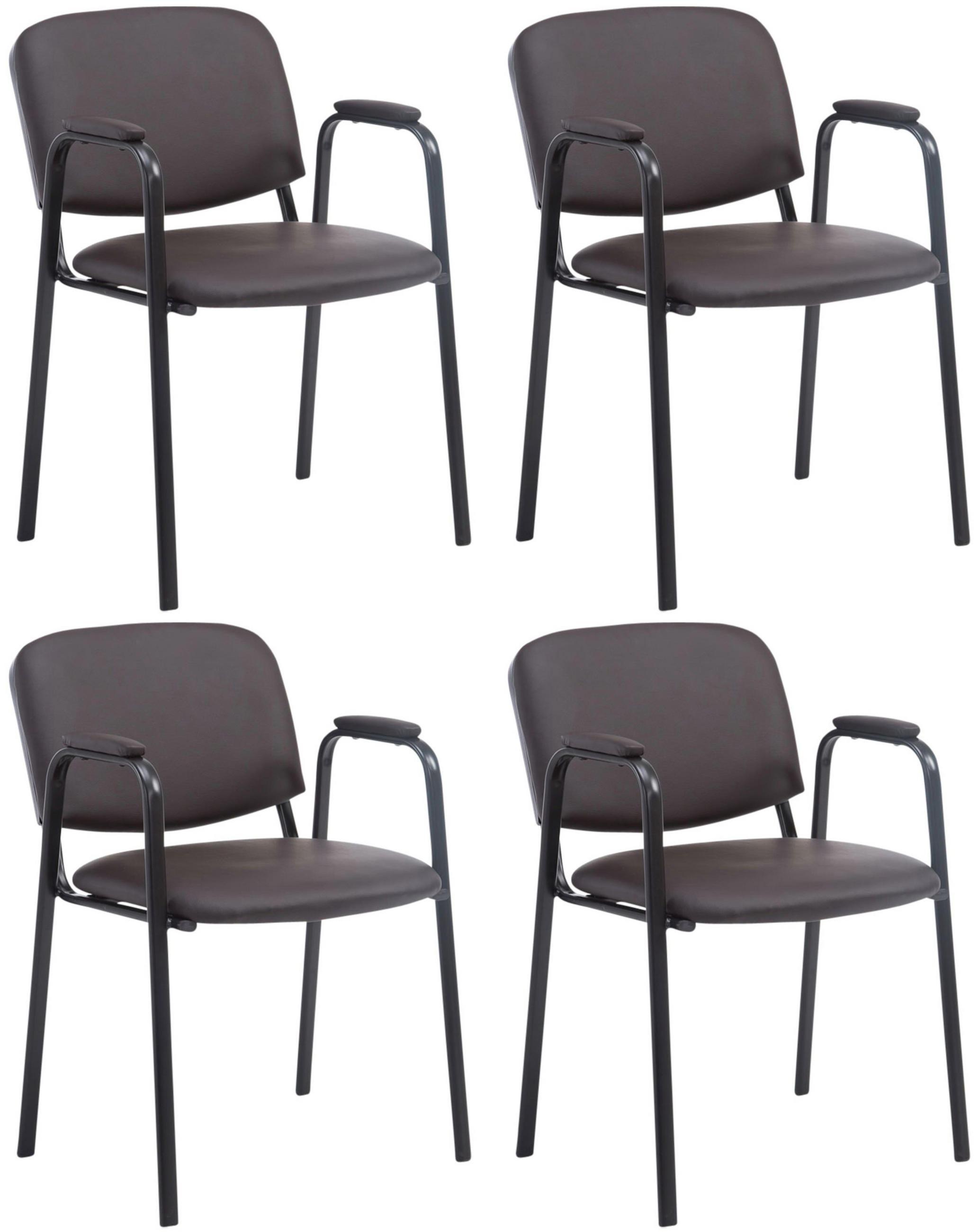 BESUCHERSTUHL 4er Set Lederlook braun - Braun, Textil/Metall (53/79/55cm) - CLP