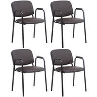 BESUCHERSTUHL 4er Set Lederlook braun - Braun, Textil/Metall (53/79/55cm) - CLP