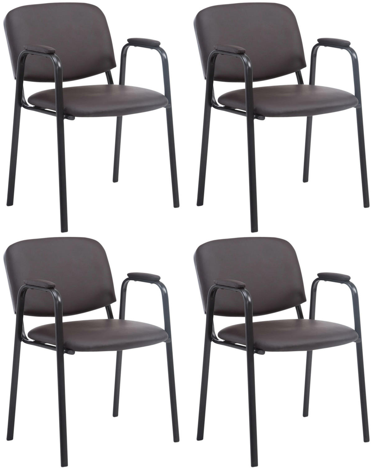 BESUCHERSTUHL 4er Set Lederlook braun - Braun, Textil/Metall (53/79/55cm) - CLP