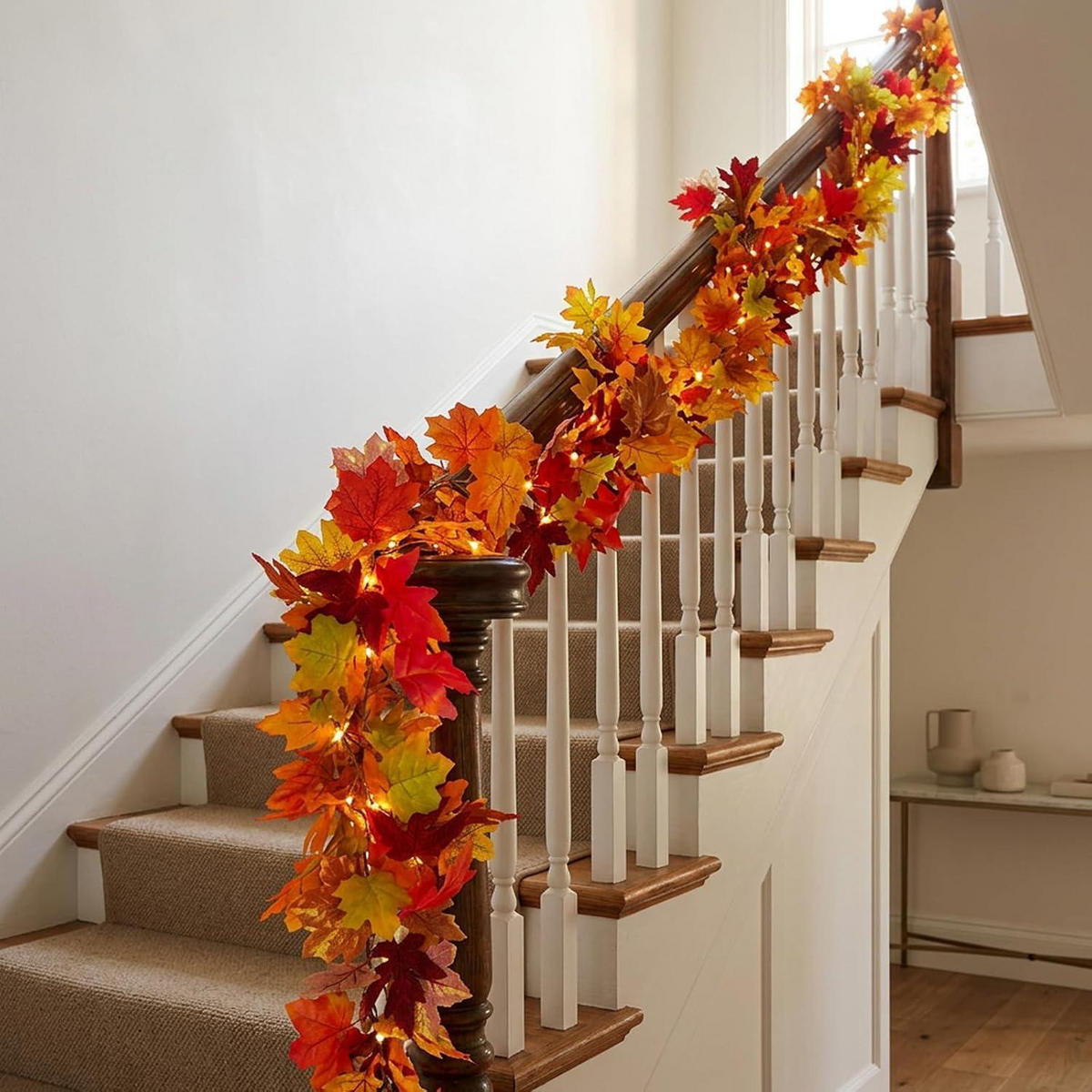 GIRLANDE Herbstblätter 175 cm - Multicolor, Kunststoff (1cm)