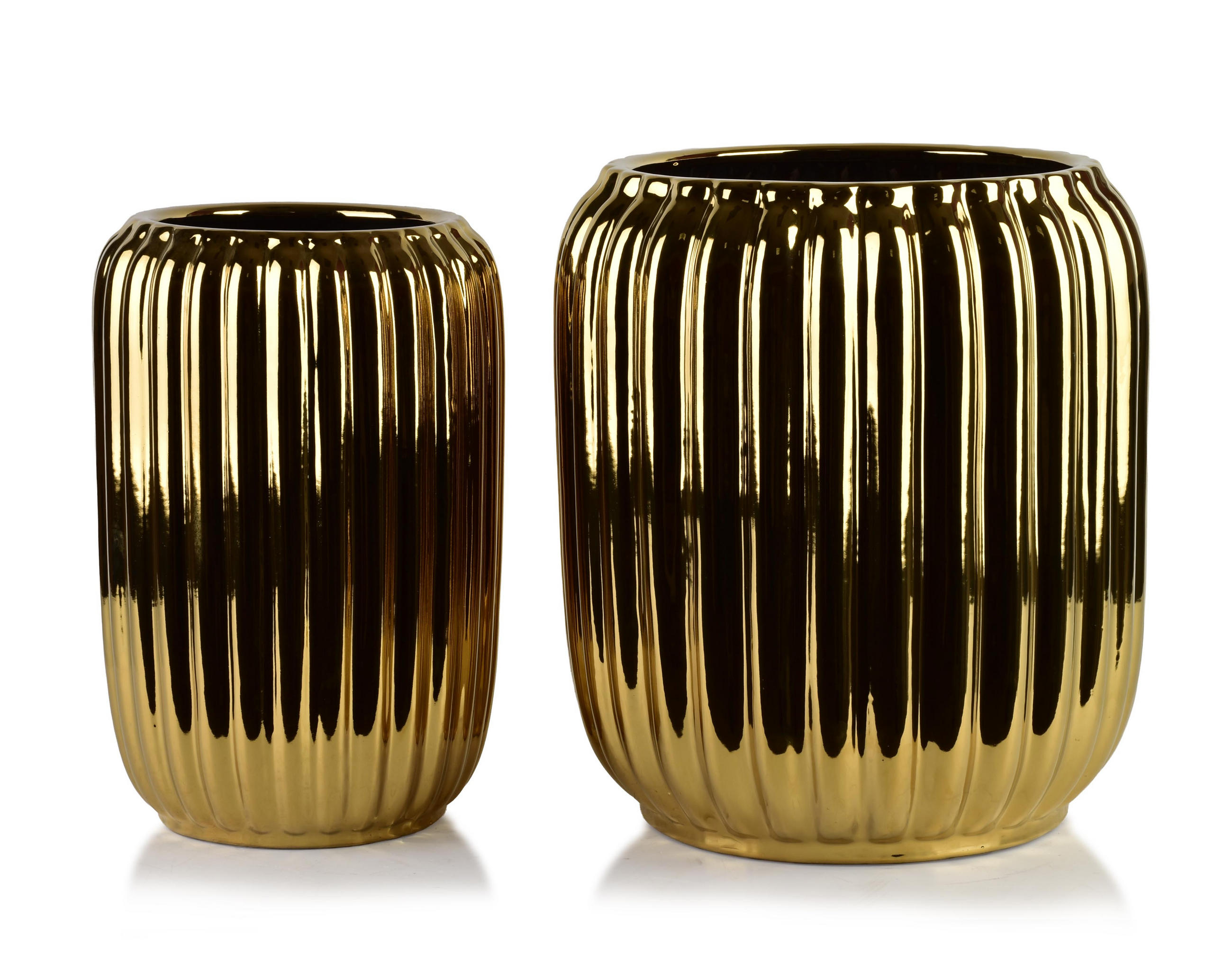 BLUMENTOPF Neva 3er Set Gold 40/40/44 cm Keramik - Goldfarben, Keramik (40/44/40cm) - Mondex