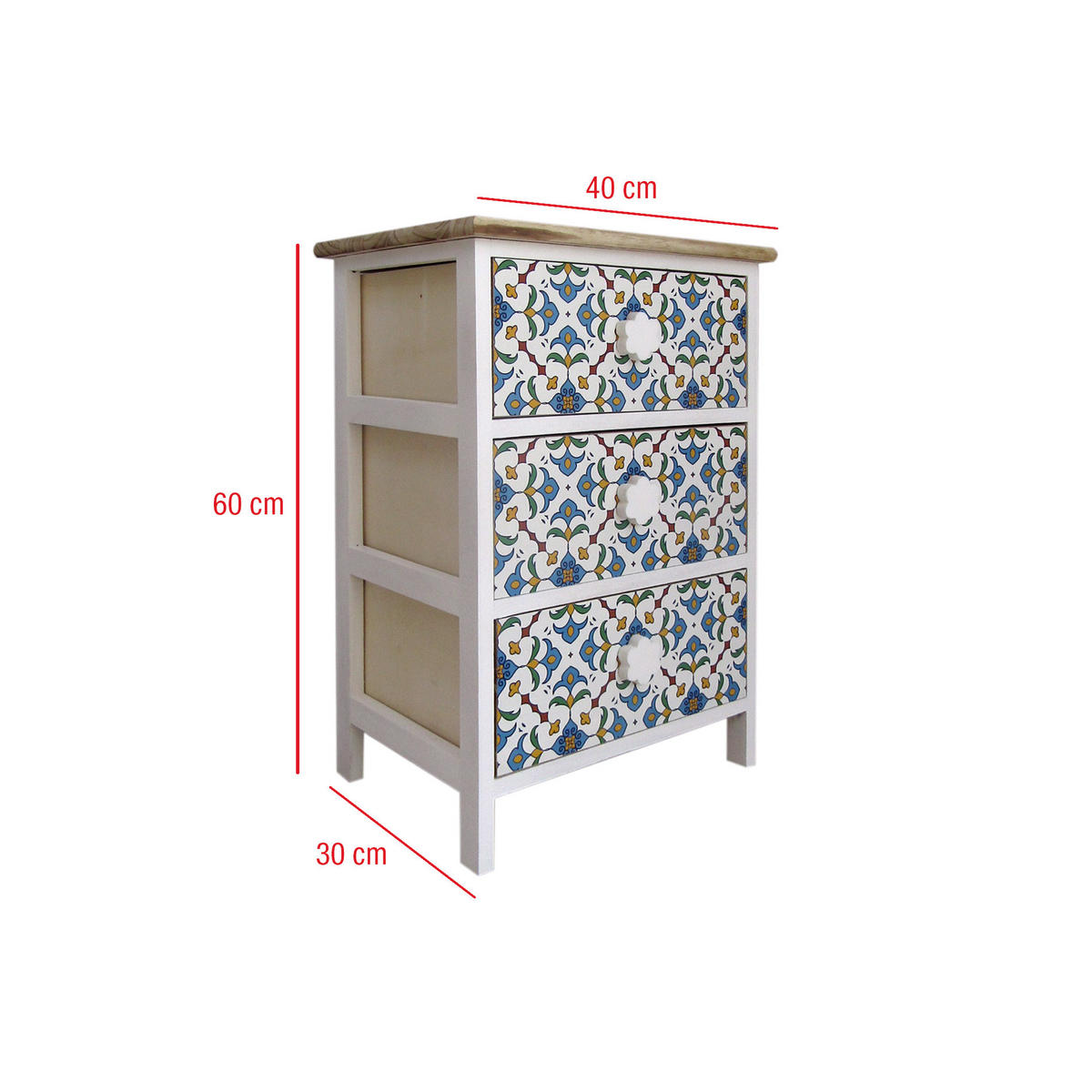 NACHTTISCH Weiß 30/40/60 cm - Weiß, Holz (30/60/40cm) - Mobili Rebecca