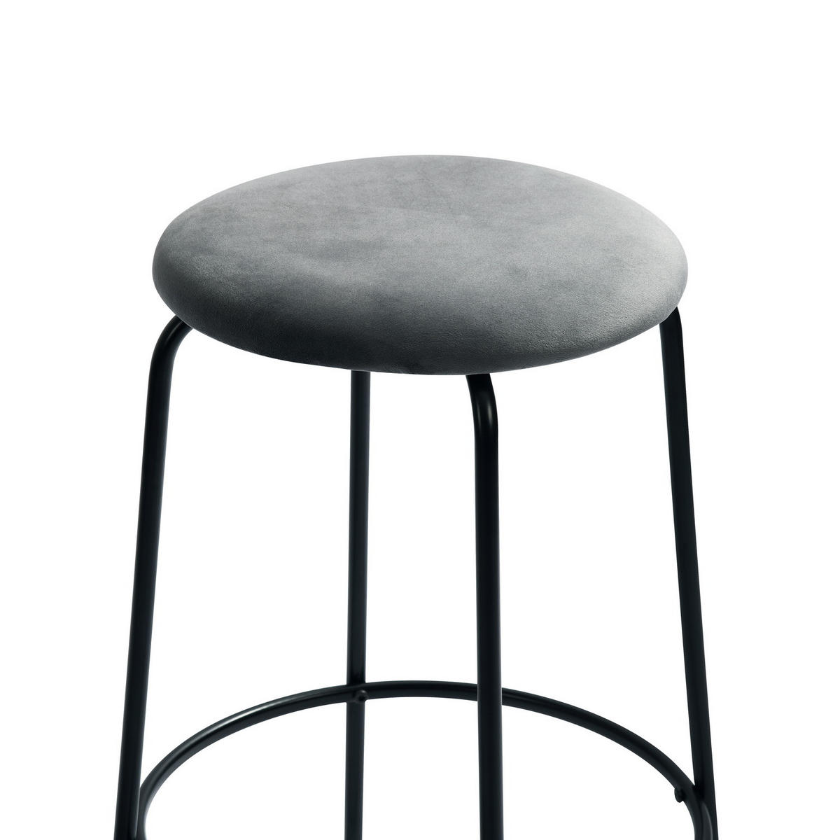 BARHOCKER 2er-Set Metallfüße, Samt, grau - Schwarz/Grau, Metall (36/73/37cm) - Urban Meuble
