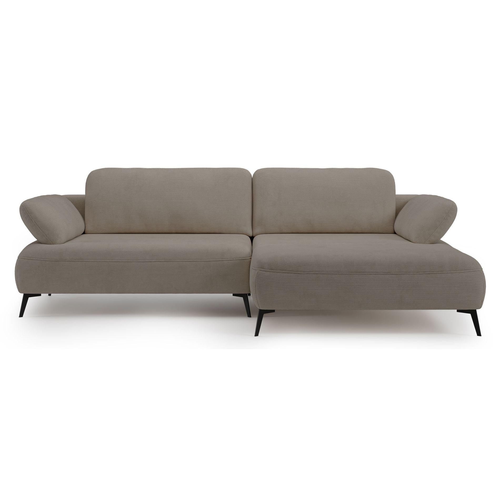ECKSOFA Avolla Dunkelbeige rechts - Schwarz/Cappuccino, Textil/Metall (186/284cm) - Selsey