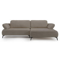 ECKSOFA Avolla Dunkelbeige rechts - Schwarz/Cappuccino, Textil/Metall (186/284cm) - Selsey
