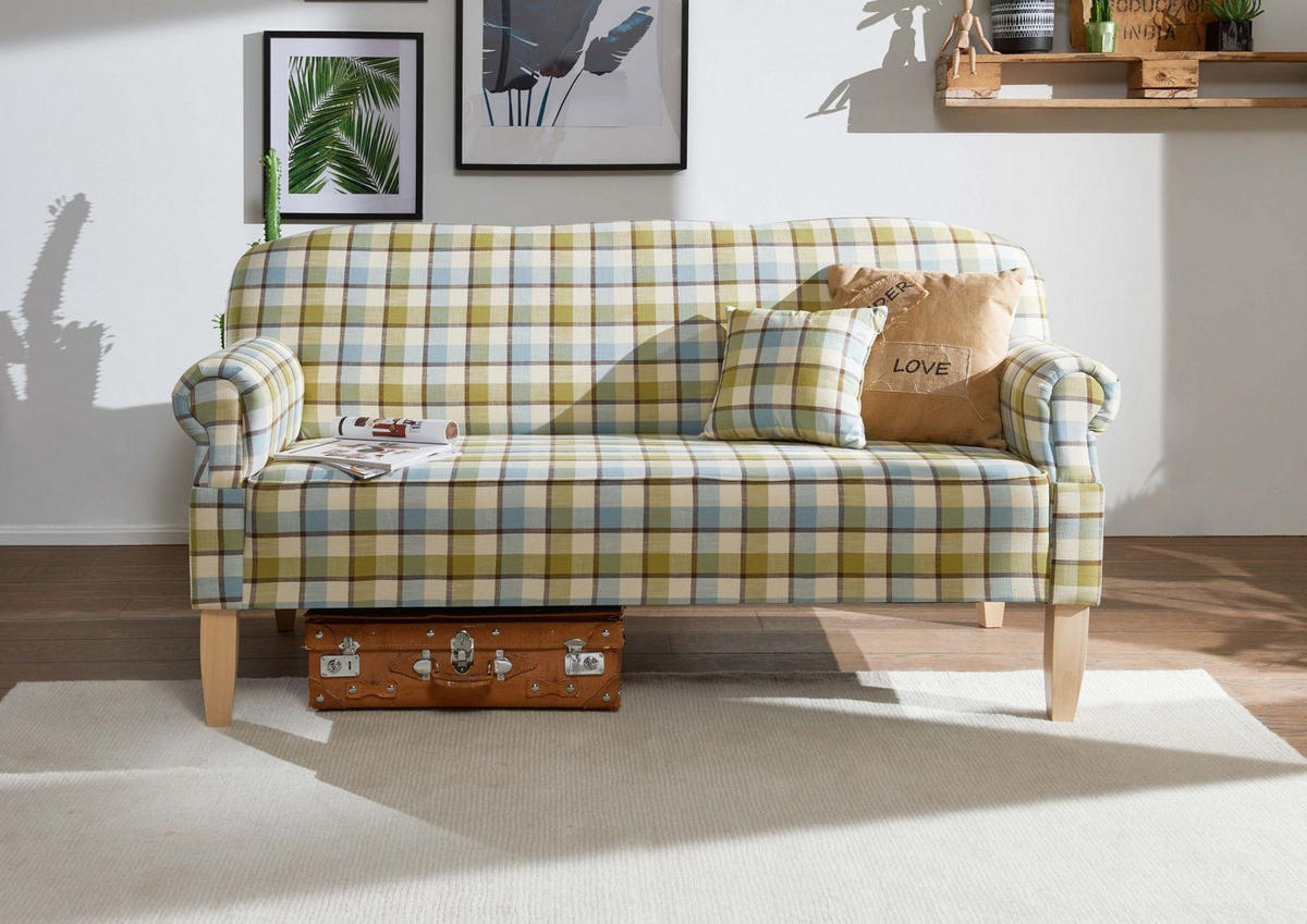 KÜCHENSOFA 188x78x97 hell kariert EDINBURGH - Multicolor/Grün, Kunststoff (188/97/78cm) - Massivmoebel24