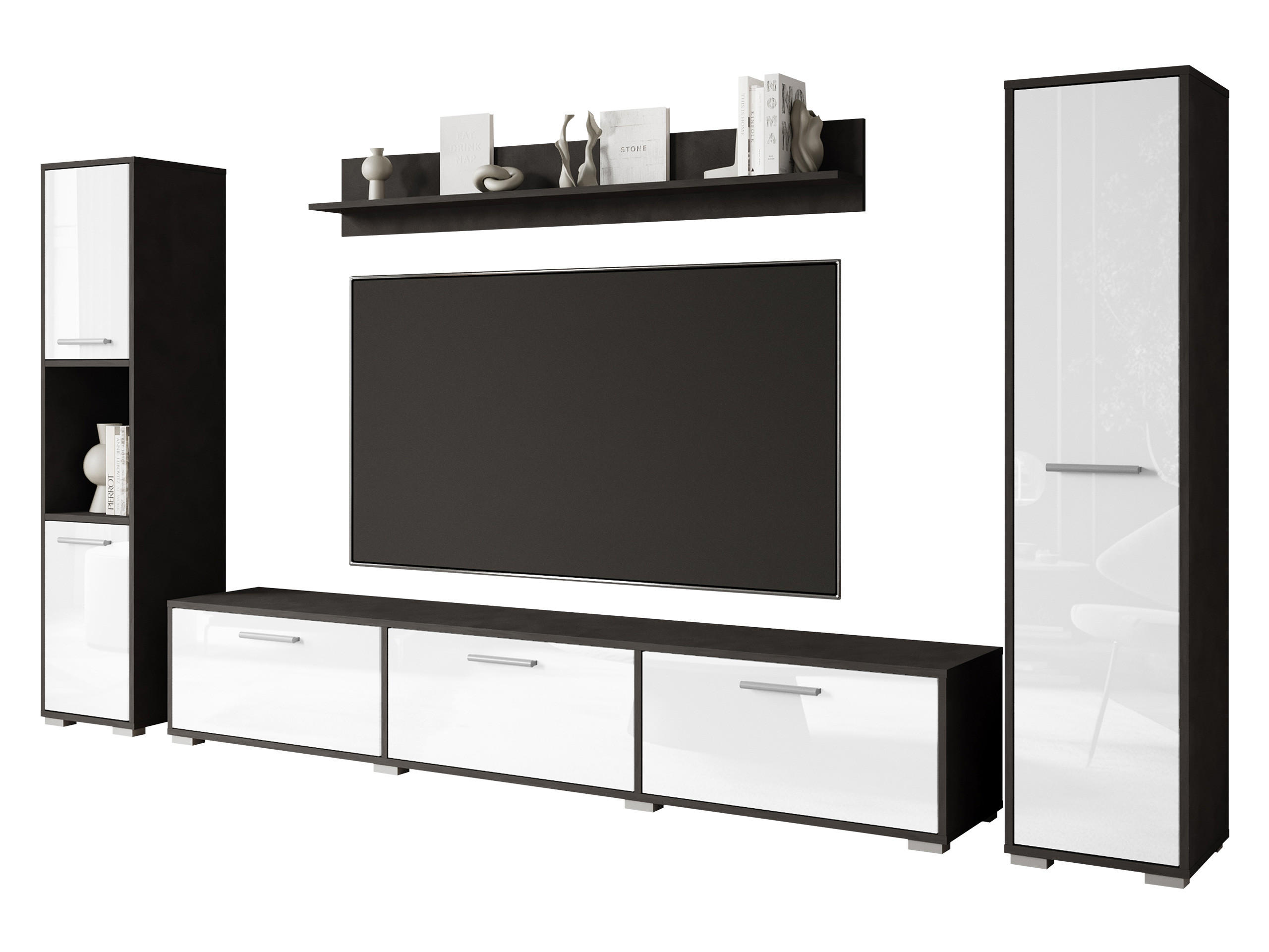 WOHNWAND Bogota XL - Silberfarben/Grau, Holzwerkstoff/Kunststoff (180/30/31cm) - MIRJAN24