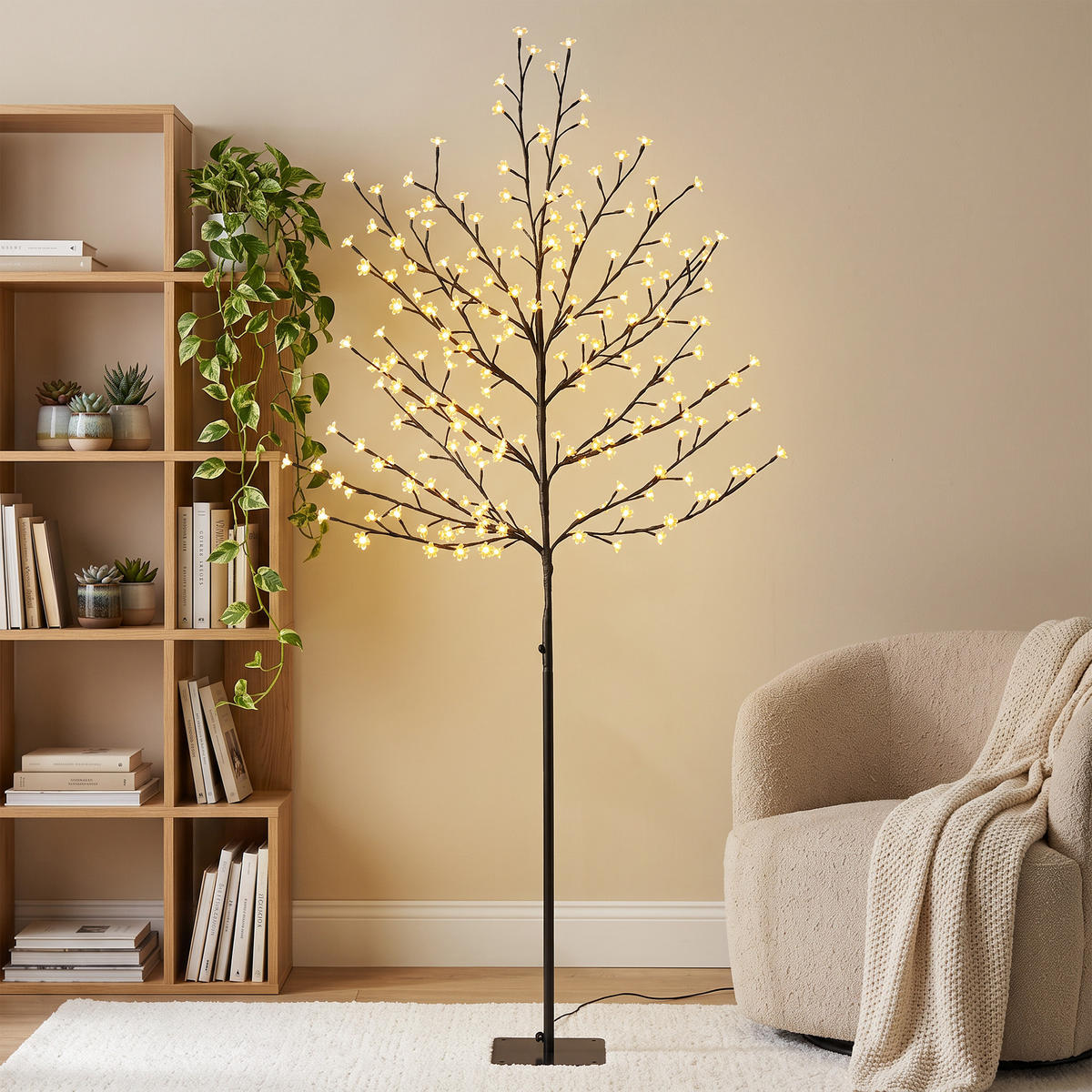 BELEUCHTETER-KIRSCHBLÜTENBAUM Stahl Transparent - Schwarz, Metall (60/180/60cm) - HOMCOM