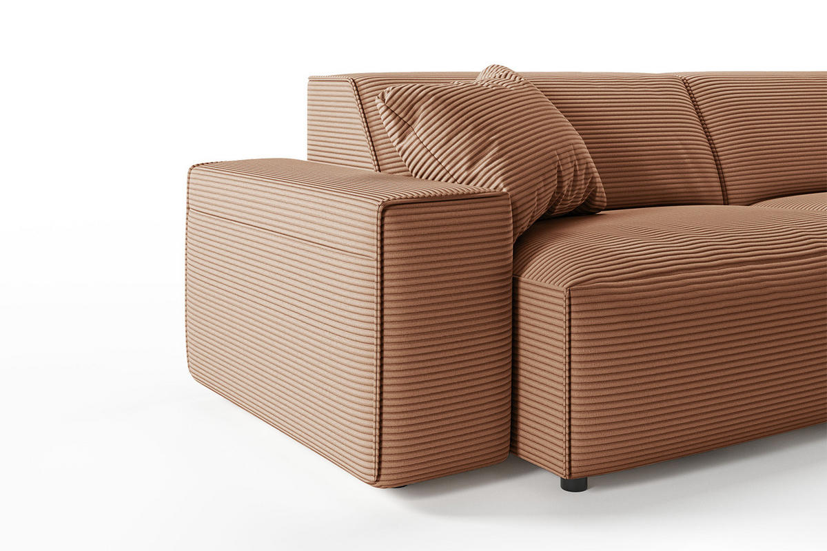 SOFA RANI Braun Cord - Dunkelbraun/Schwarz, Kunststoff/Textil (256/71/101cm) - KAWOLA