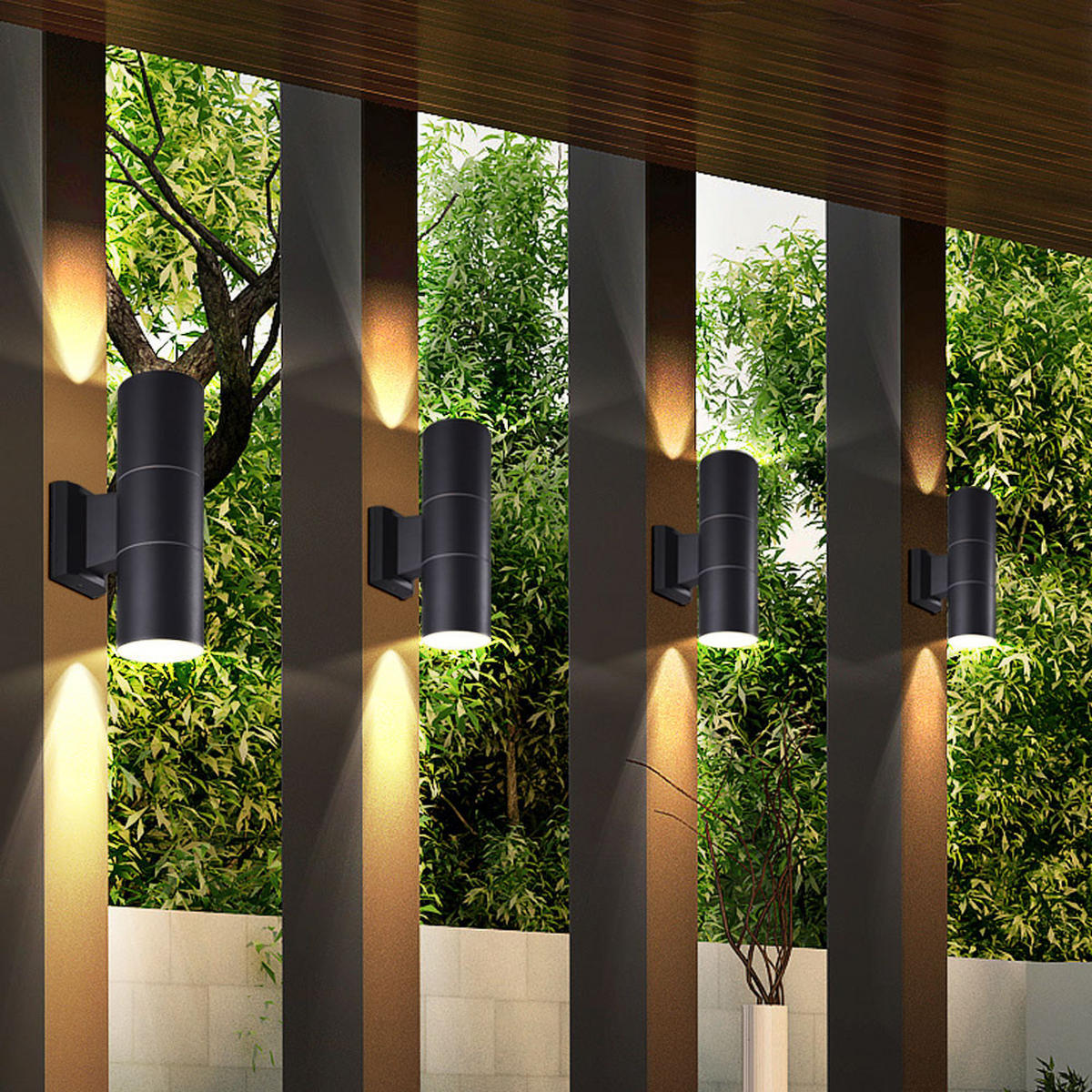 AUSSEN-WANDLEUCHTE Aluminium Schwarz - Schwarz, Glas (6.5/16.5/11.5cm)