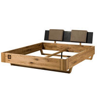 BETT Massivholz Wildeiche 180 x 200 x 86 natur KITZBÜHEL #258 - Naturfarben, Holz (180/200cm) - Massivmoebel24