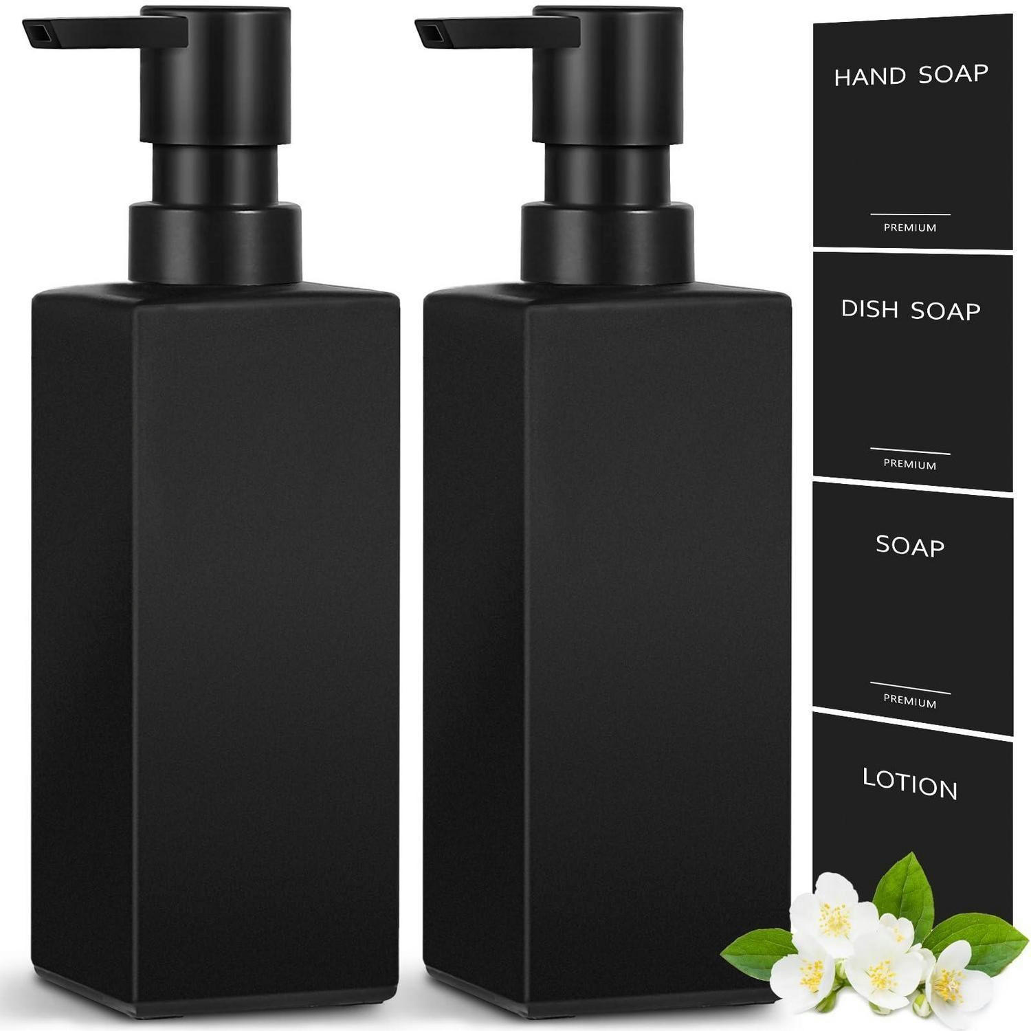 SEIFENSPENDER 2-teiliges Set schwarzes Glas 300 ml - Schwarz, Glas (2.2/7.5/2.2cm)