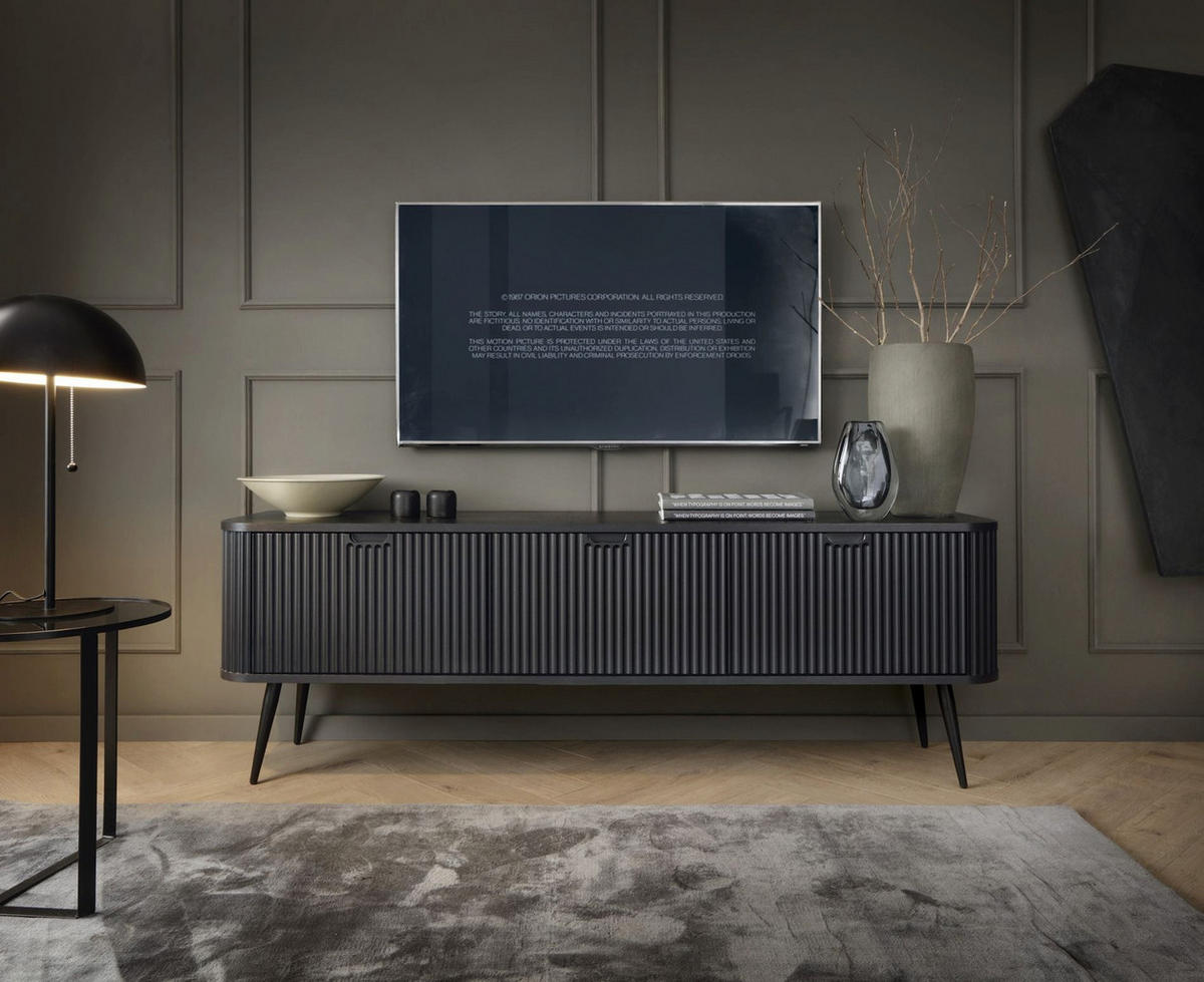 TV stolík Zova čierny 168/56/39 cm - čierna, kov/kompozitné drevo (168/56/39cm) - Selsey
