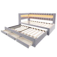 AUSZIEHBETT 90/190 cm mit LED und USB, DE-41714, in Hellgrau - Hellgrau, Holzwerkstoff (90/190cm) - ComfortXL
