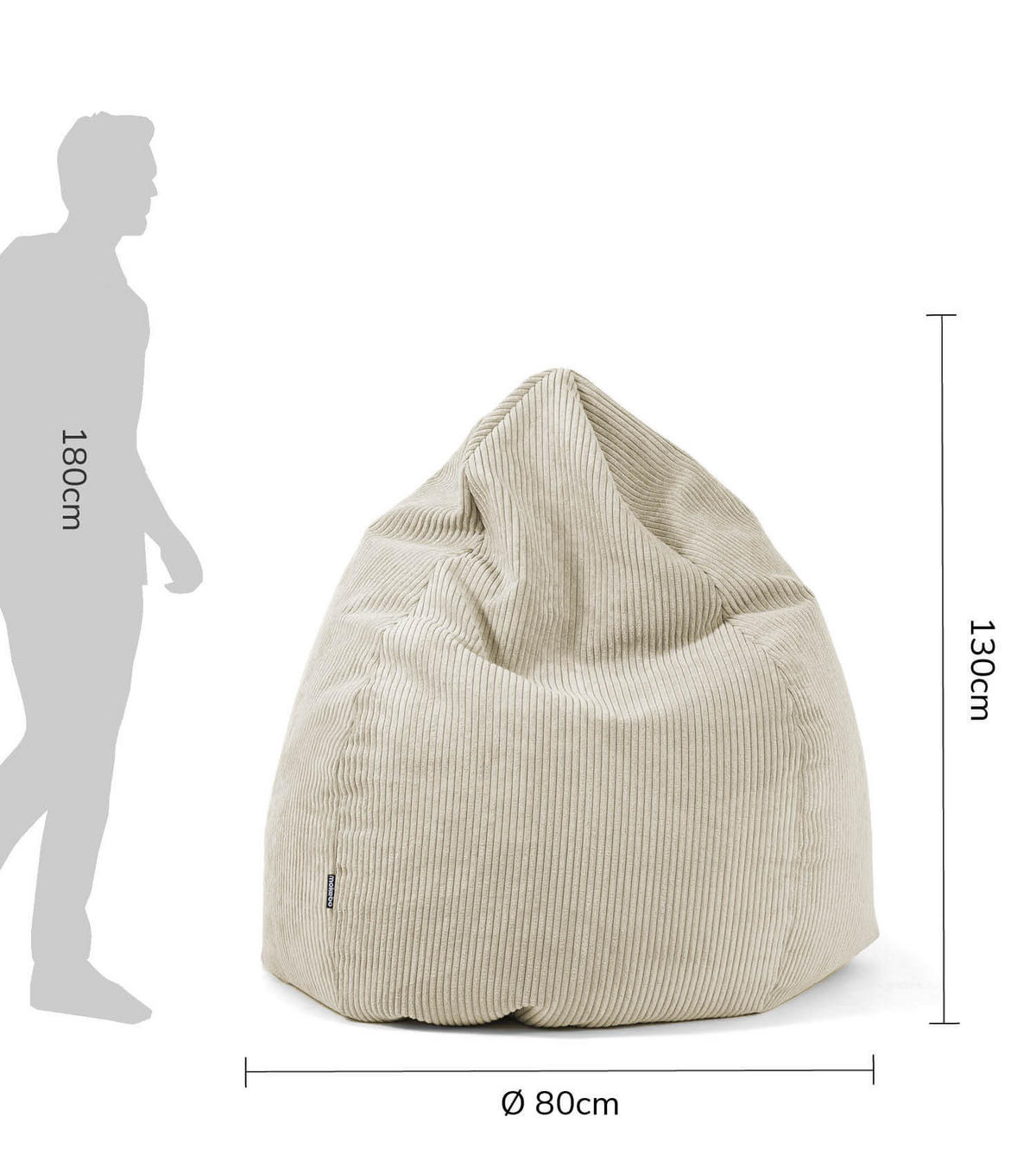 SITZSACK Cord Der Tagträumer - Beige, Textil (80/130/80cm) - Mokebo