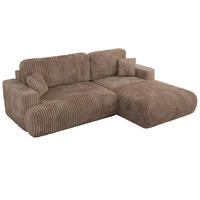 ECKSOFA OVO L Braun Cord - Rechts Seite - Schwarz/Braun, Kunststoff/Textil (195/271cm) - MKS