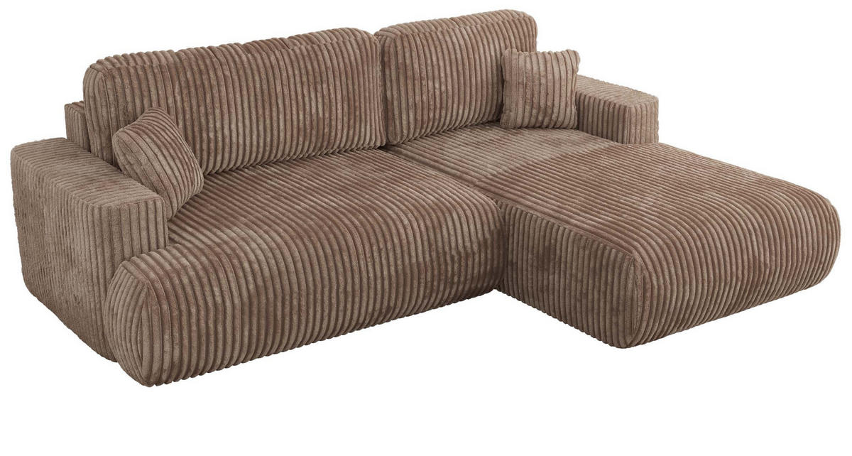 ECKSOFA OVO L Braun Cord - Rechts Seite - Schwarz/Braun, Kunststoff/Textil (195/271cm) - MKS