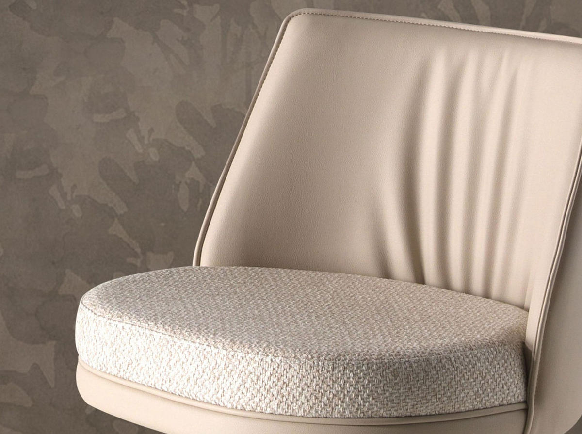 BARHOCKER Drehbarer aus cremefarbenem Stoff mit Marmorierung und cremefarbenem Kunstleder 48/50/83 cm - Pink/Creme, Leder/Textil (48/83/50cm) - ANGEL CERDA