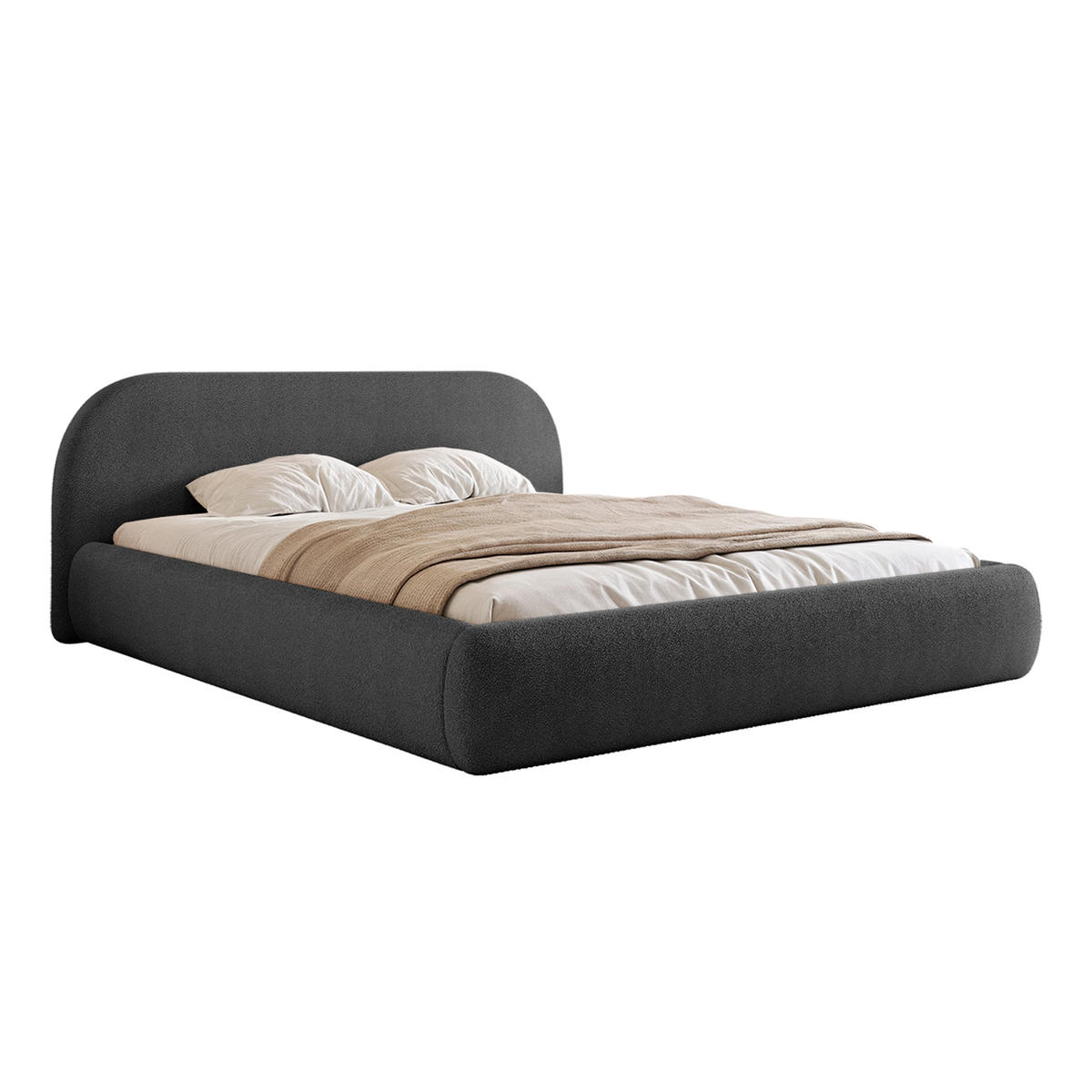 POLSTERBETT Lloret 160x200 cm, Graphit - Schwarz, Textil (200/160cm) - Fedve