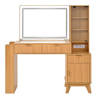 SCHMINKTISCH LED Spiegel USB Schubladen Weiß Modern - Naturfarben, Holzwerkstoff (133/136/40cm) - FLIEKS