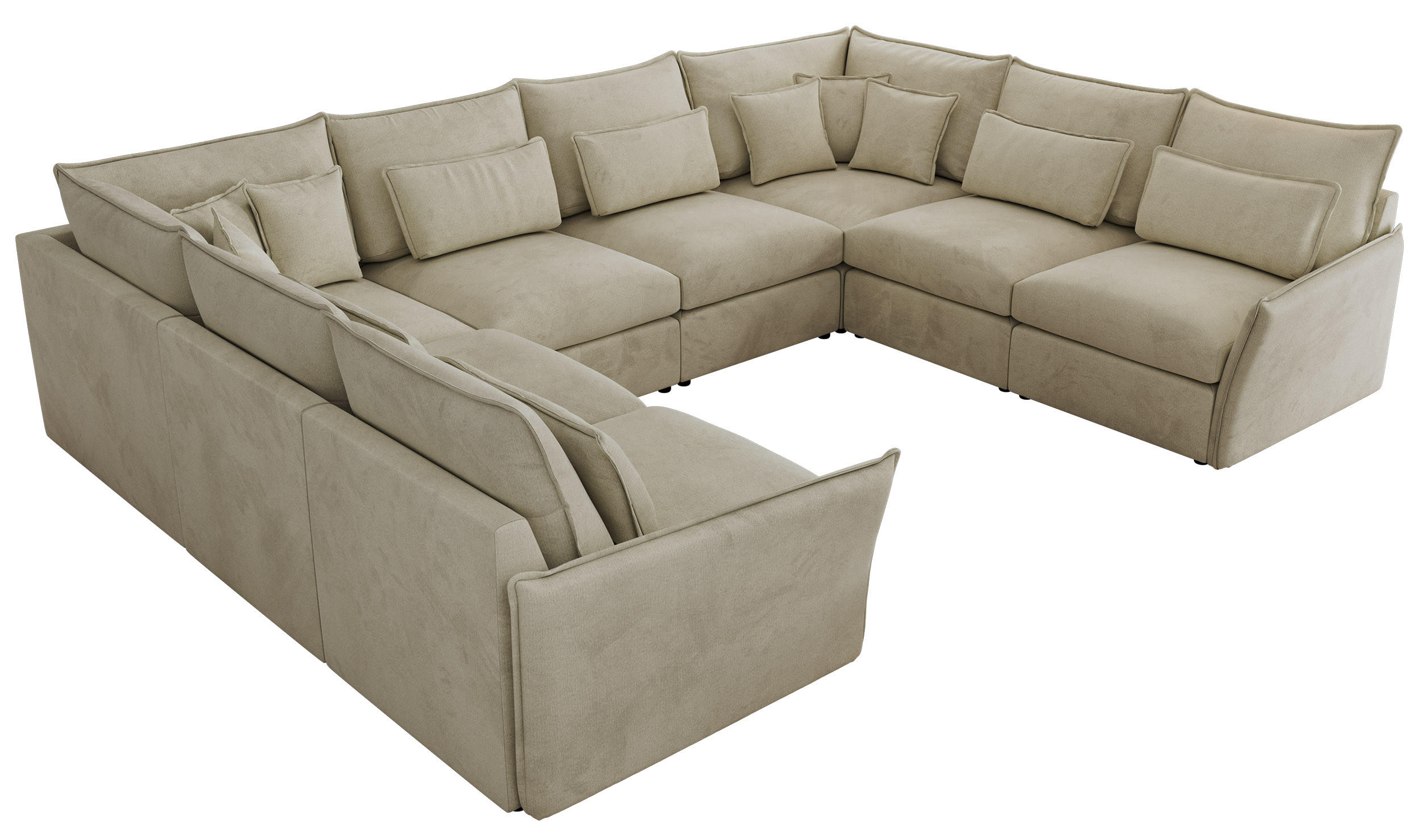 WOHNLANDSCHAFT VERSO U 8M Beige Velvet - Beige/Schwarz, Kunststoff/Textil (362/93/270cm) - MKS