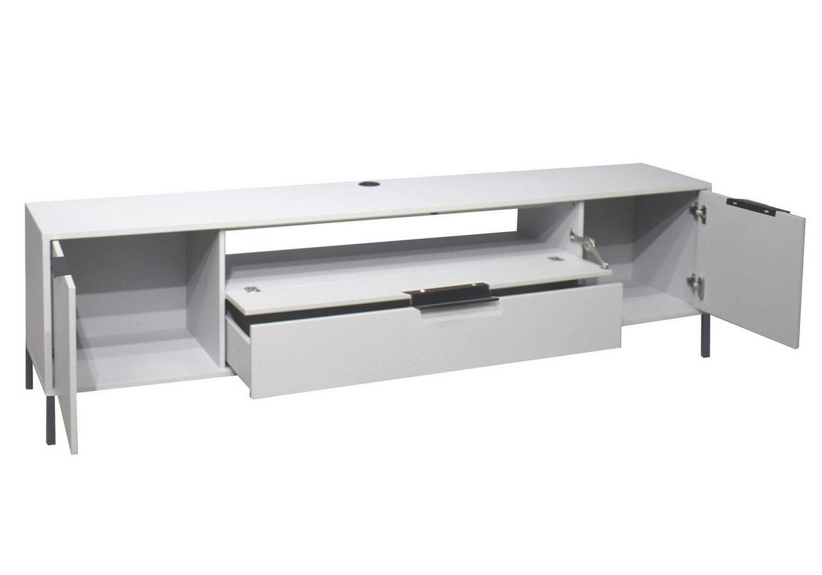 LOWBOARD Erna 216x45x62 Kreidegrau matt Lack - Hellgrau, Holzwerkstoff (216/62/45cm) - 58aufmkessel