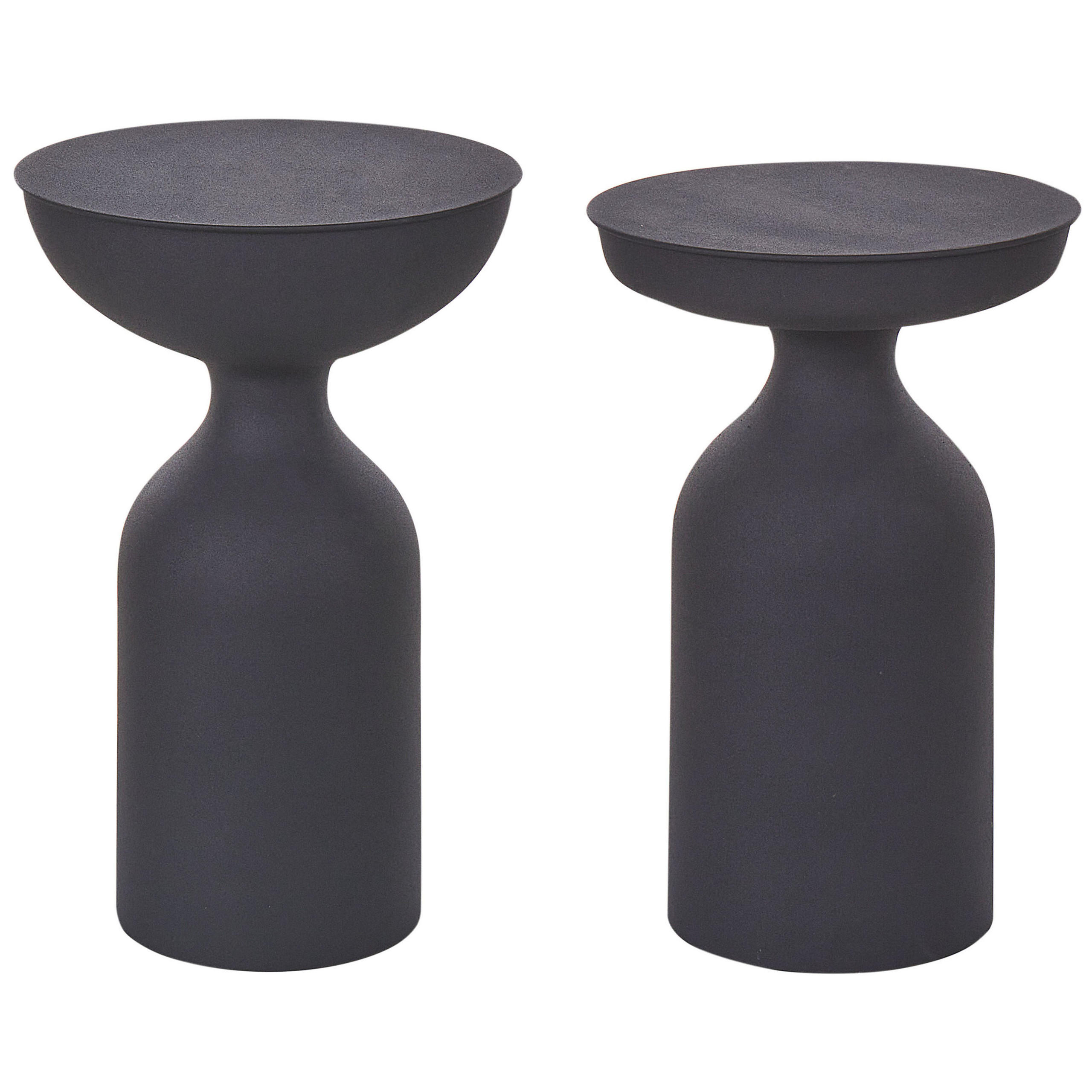 BEISTELLTISCH 2er-Set Metall schwarz rund Cota/Tenjo - Schwarz, Metall (36/36/56cm) - Beliani