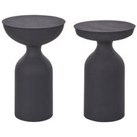 BEISTELLTISCH 2er-Set Metall schwarz rund Cota/Tenjo - Schwarz, Metall (36/36/56cm) - Beliani