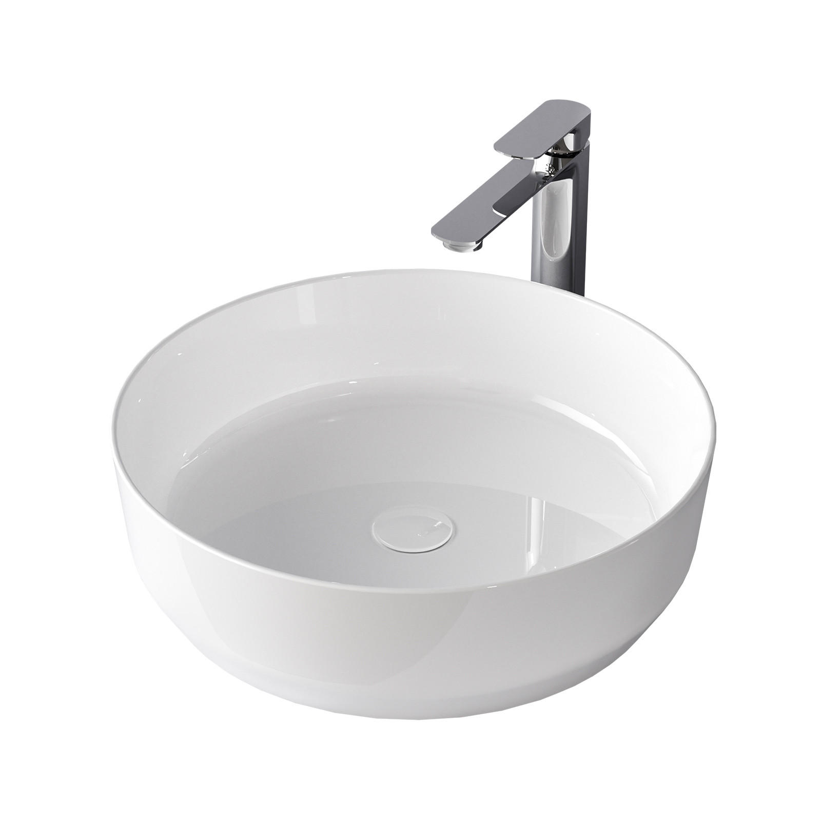 WASCHBECKEN Zylindrisch Keramik Weiß Glänzend Ø39 / 12 cm - Weiß, Keramik (39/12/39cm) - EMKE