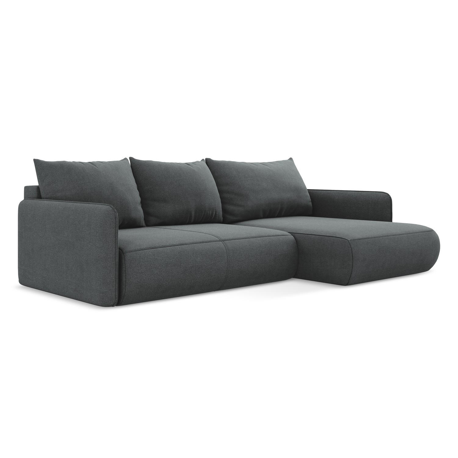 ECKSOFA mit Schlaffunktion Strukturstoff Stoff Grau - Schwarz/Grau, Kunststoff/Textil (240/148cm) - LaMiaSofa