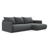 ECKSOFA mit Schlaffunktion Strukturstoff Stoff Grau - Schwarz/Grau, Kunststoff/Textil (240/148cm) - LaMiaSofa
